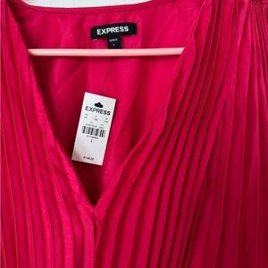 Express Fuchsia Pleated Top